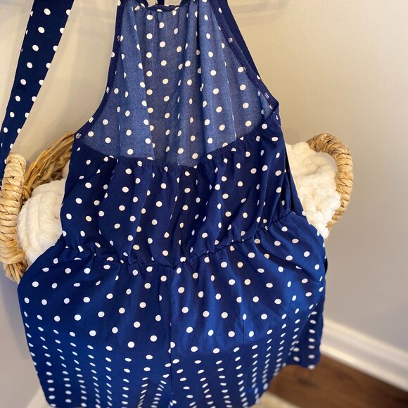 Navy Blue Polka Dot Halter Romper – Size S - Picture 3 of 3